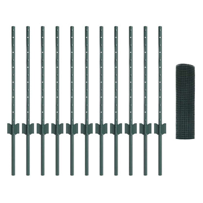 Welded Wire Fence with Posts 10 x 1.4 m PVC-Coated Steel Green 10 x 1.2 m – 25 x 0.6 m 25 x 0.6 m fence (1.2 x 1.2 cm mesh)