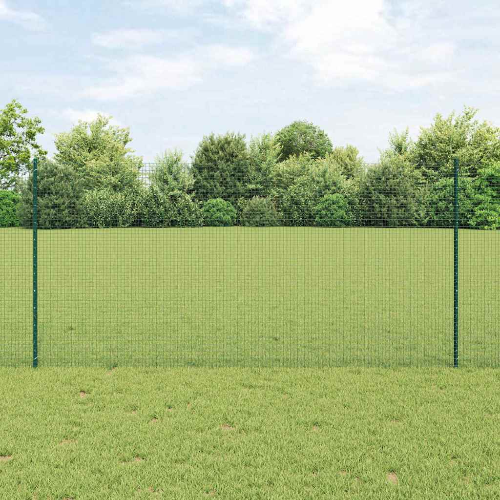 vidaXL Welded Wire Fence with Posts 50 x 1.4 m PVC-Coated Steel Green 50 x 1.2 m – 100 x 0.8 m