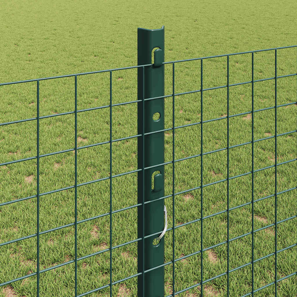 vidaXL Welded Wire Fence with Posts 50 x 1.2 m PVC-Coated Steel Green 4