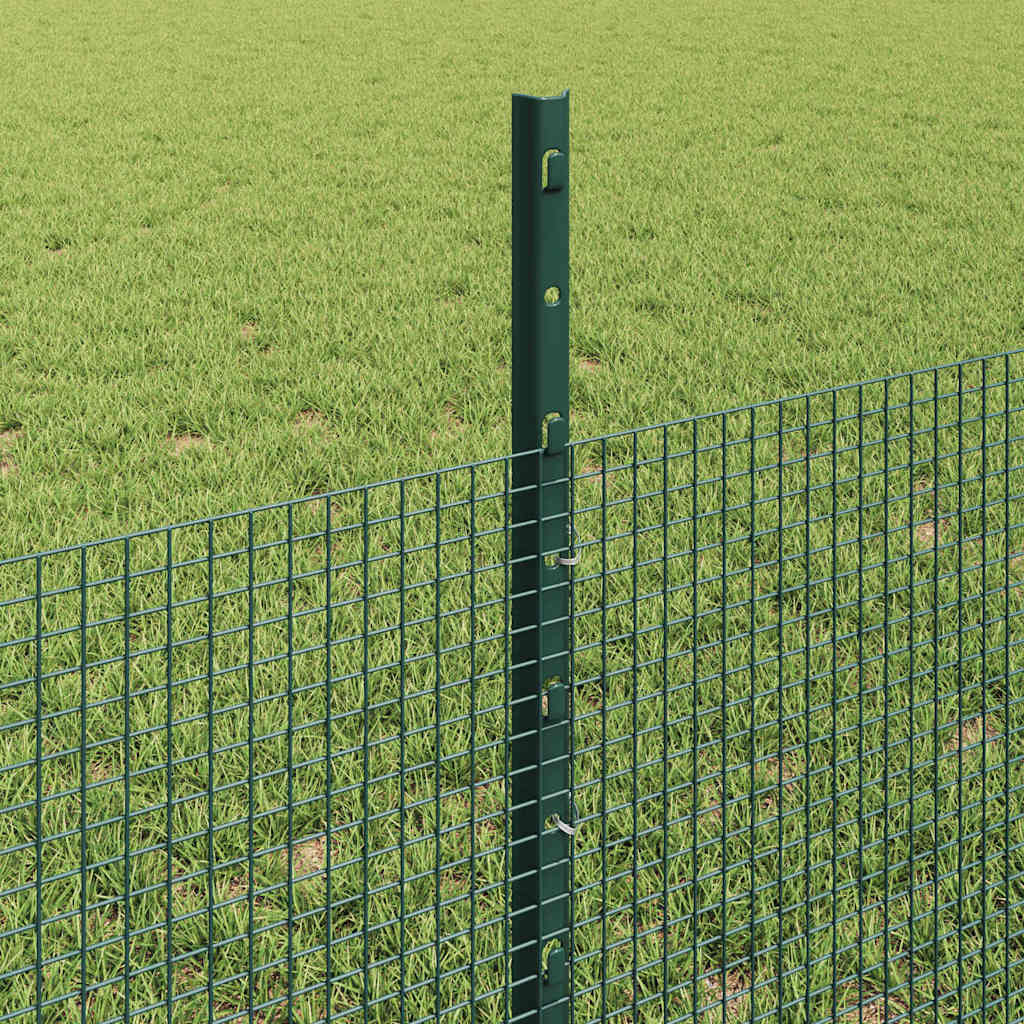 vidaXL Welded Wire Fence with Posts 100 x 0.5 m PVC-Coated Steel Green 4