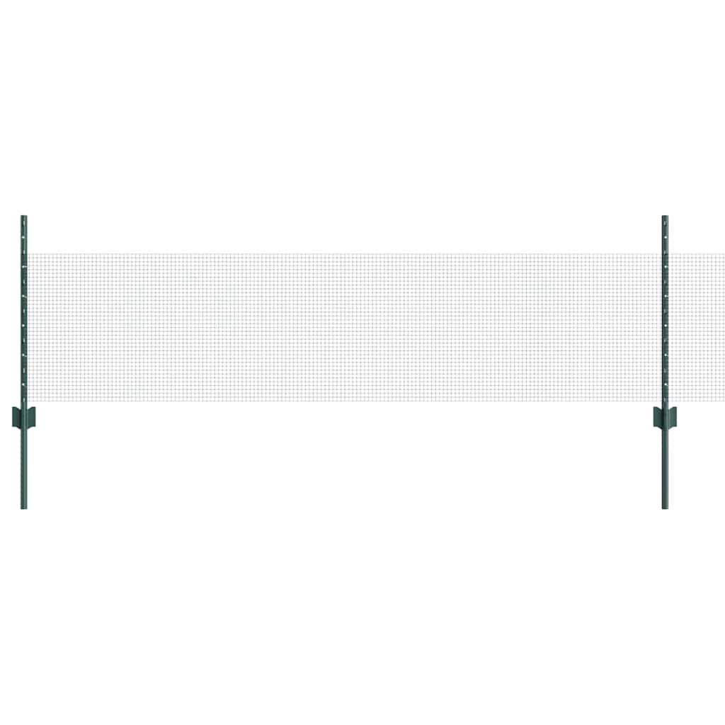 vidaXL Welded Wire Fence with Posts 100 x 0.5 m PVC-Coated Steel Green 2
