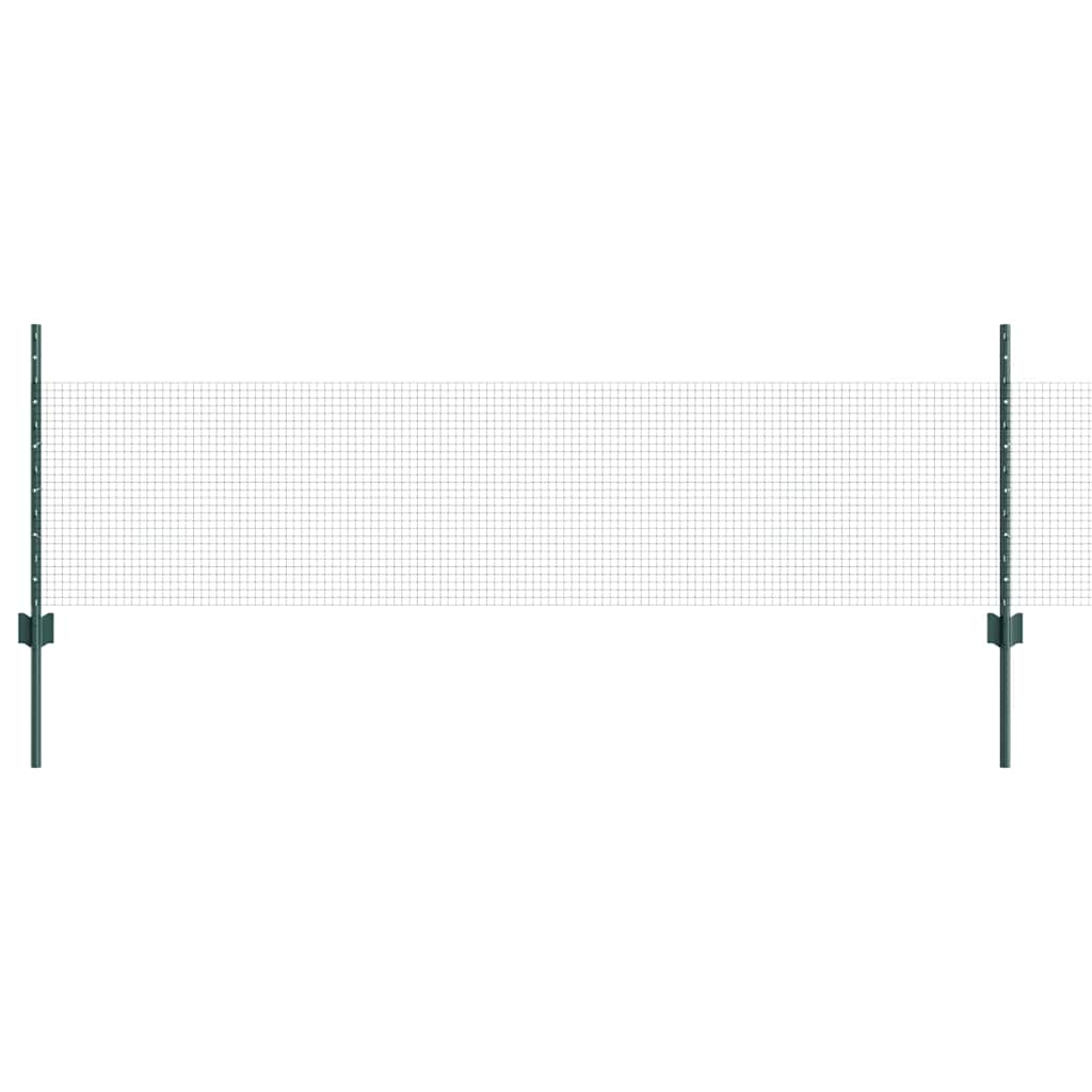 vidaXL Welded Wire Fence with Posts 100 x 0.5 m PVC-Coated Steel Green 2