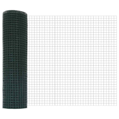 vidaXL Welded Wire Fence with Posts 100 x 0.5 m PVC-Coated Steel Green 6