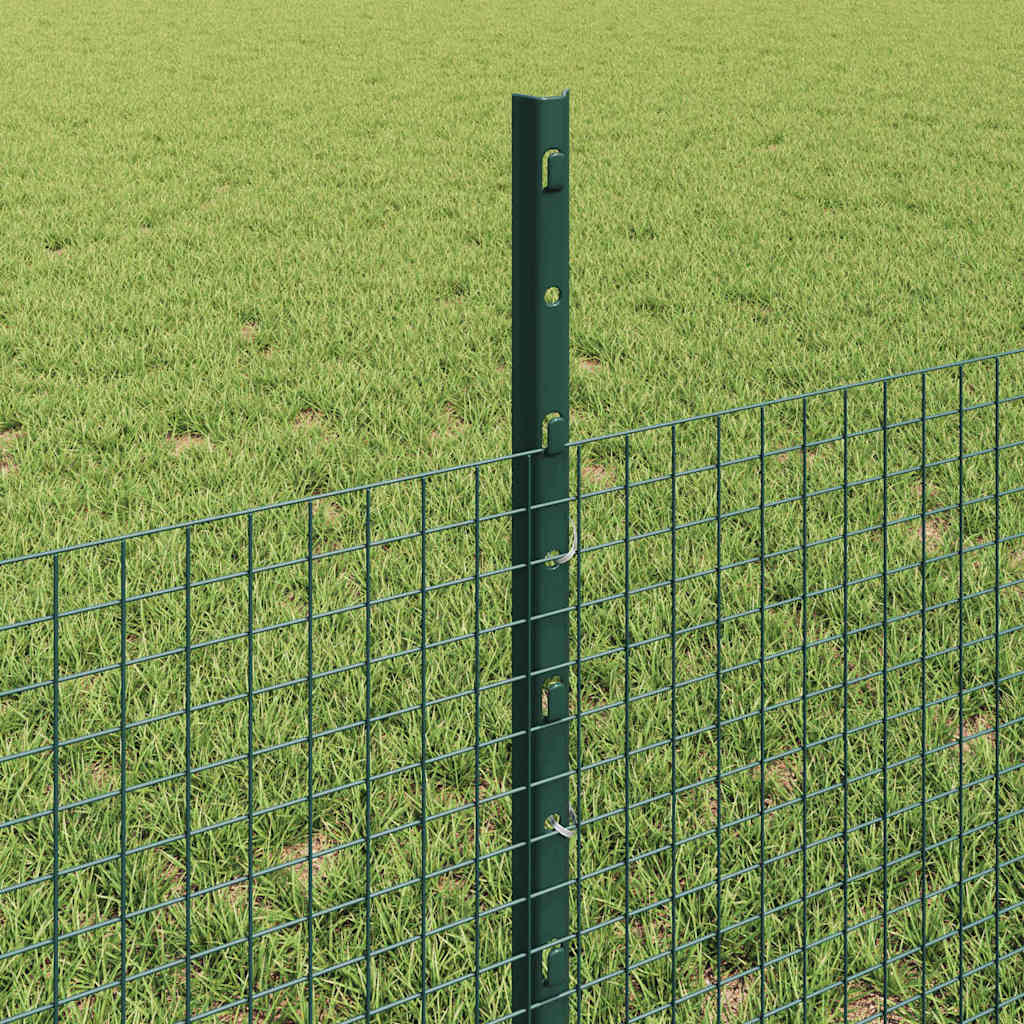 vidaXL Welded Wire Fence with Posts 100 x 0.5 m PVC-Coated Steel Green 4
