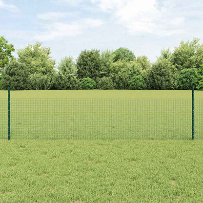 vidaXL Welded Wire Fence with Posts 100 x 0.5 m PVC-Coated Steel Green 1