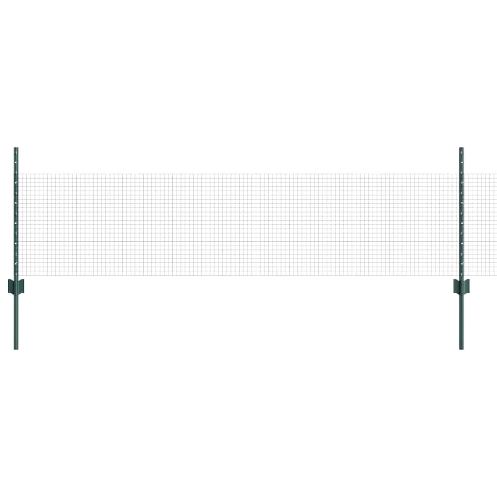vidaXL Welded Wire Fence with Posts 100 x 0.5 m PVC-Coated Steel Green 2