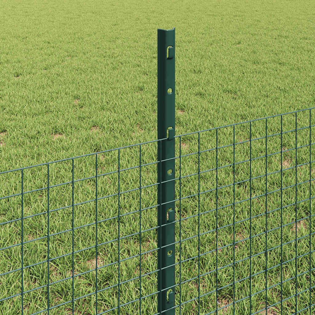 vidaXL Welded Wire Fence with Posts 100 x 0.5 m PVC-Coated Steel Green 4