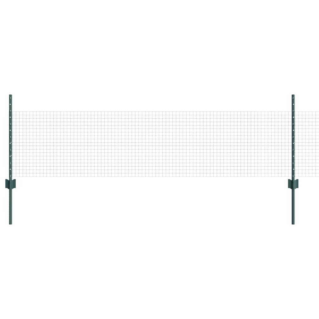 vidaXL Welded Wire Fence with Posts 100 x 0.5 m PVC-Coated Steel Green 2