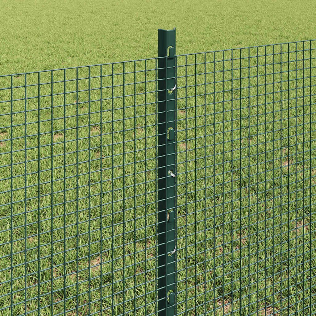 vidaXL Welded Wire Fence with Posts 100 x 0.6 m PVC-Coated Steel Green 4