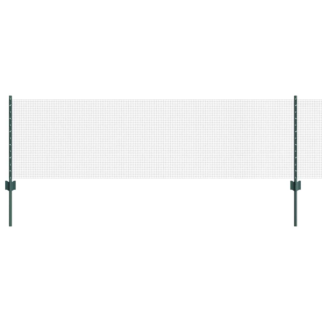 vidaXL Welded Wire Fence with Posts 100 x 0.6 m PVC-Coated Steel Green 2