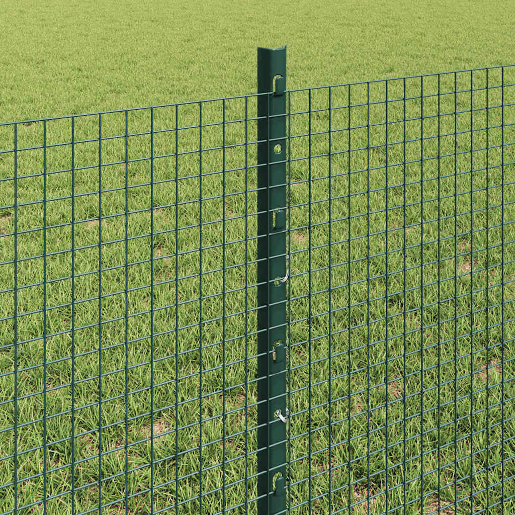 vidaXL Welded Wire Fence with Posts 100 x 0.6 m PVC-Coated Steel Green 4