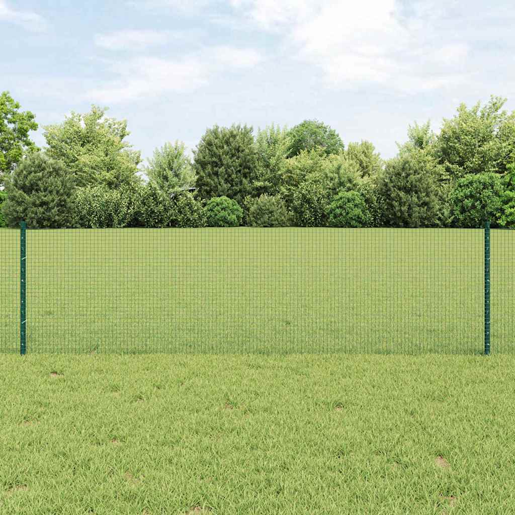 vidaXL Welded Wire Fence with Posts 100 x 0.6 m PVC-Coated Steel Green 1
