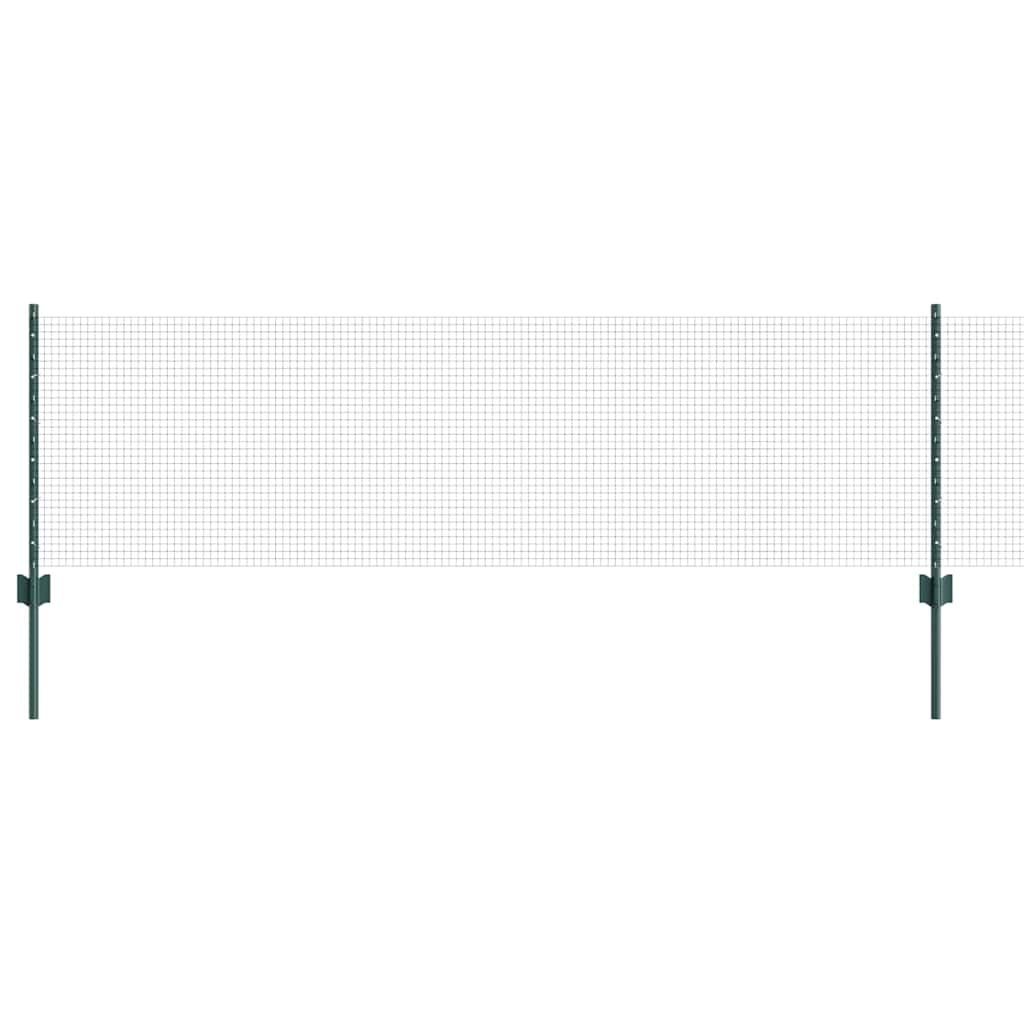 vidaXL Welded Wire Fence with Posts 100 x 0.6 m PVC-Coated Steel Green 2