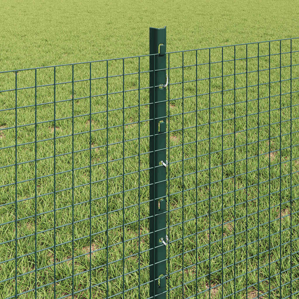 vidaXL Welded Wire Fence with Posts 100 x 0.6 m PVC-Coated Steel Green 4