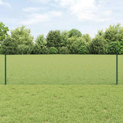 vidaXL Welded Wire Fence with Posts 100 x 0.6 m PVC-Coated Steel Green 1