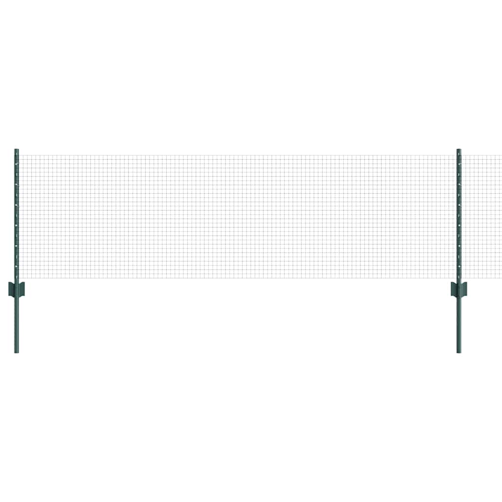 vidaXL Welded Wire Fence with Posts 100 x 0.6 m PVC-Coated Steel Green 2