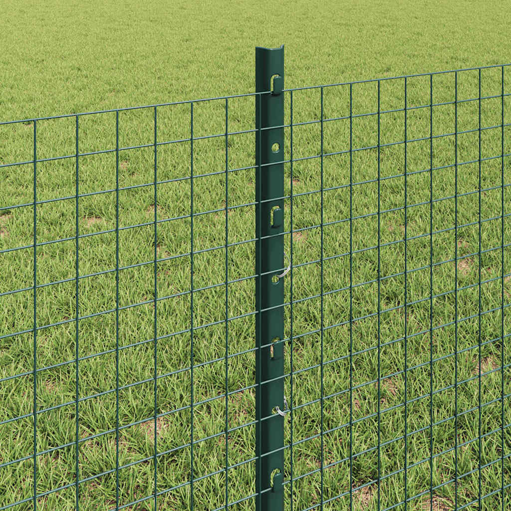 vidaXL Welded Wire Fence with Posts 100 x 0.6 m PVC-Coated Steel Green 4