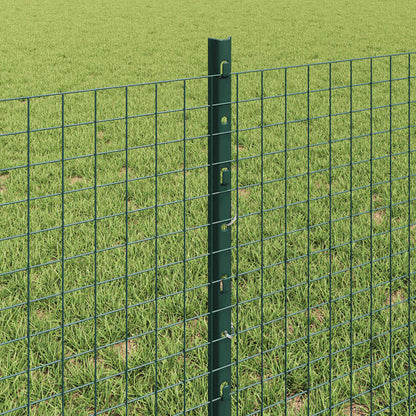 vidaXL Welded Wire Fence with Posts 100 x 0.6 m PVC-Coated Steel Green 4