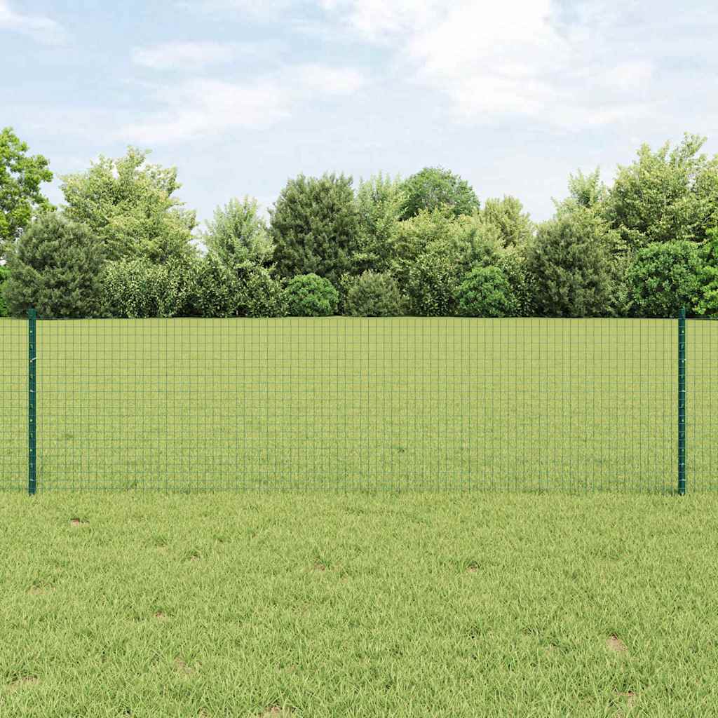 vidaXL Welded Wire Fence with Posts 100 x 0.6 m PVC-Coated Steel Green 1