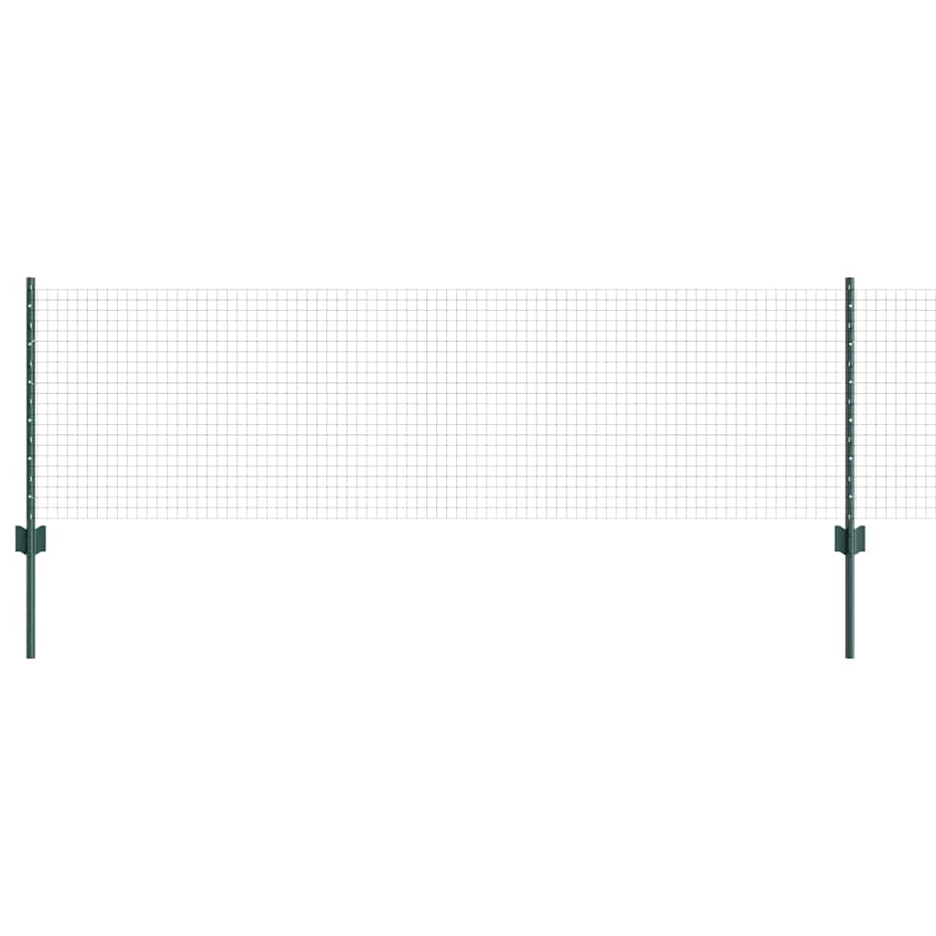 vidaXL Welded Wire Fence with Posts 100 x 0.6 m PVC-Coated Steel Green 2