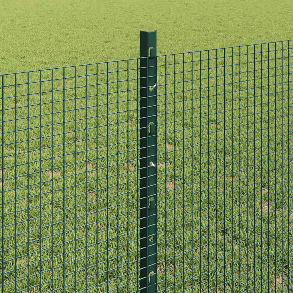 vidaXL Welded Wire Fence with Posts 100 x 0.8 m PVC-Coated Steel Green 4