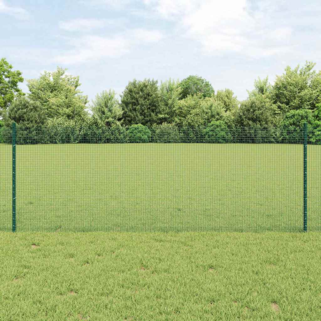vidaXL Welded Wire Fence with Posts 50 x 1.4 m PVC-Coated Steel Green 50 x 1.2 m – 100 x 0.8 m