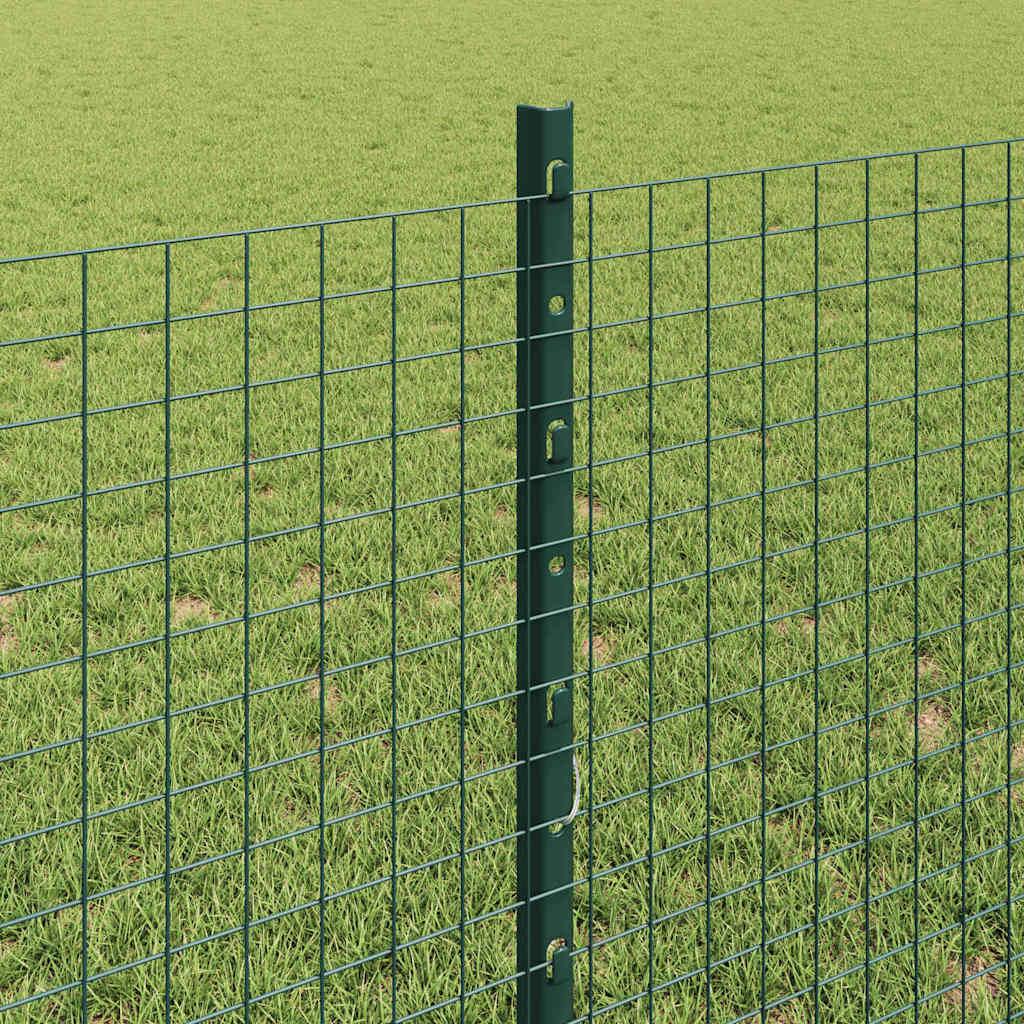 vidaXL Welded Wire Fence with Posts 100 x 0.8 m PVC-Coated Steel Green 4