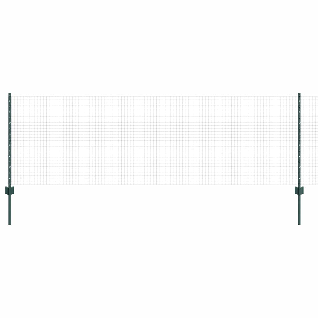 vidaXL Welded Wire Fence with Posts 100 x 0.8 m PVC-Coated Steel Green 2
