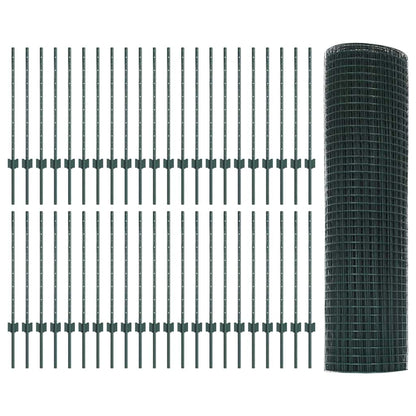 vidaXL Welded Wire Fence with Posts 100 x 0.8 m PVC-Coated Steel Green 5