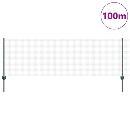 vidaXL Welded Wire Fence with Posts 100 x 0.8 m PVC-Coated Steel Green 3