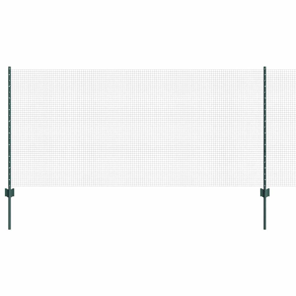 vidaXL Welded Wire Fence with Posts 50 x 1.4 m PVC-Coated Steel Green 50 x 1.2 m – 100 x 0.8 m