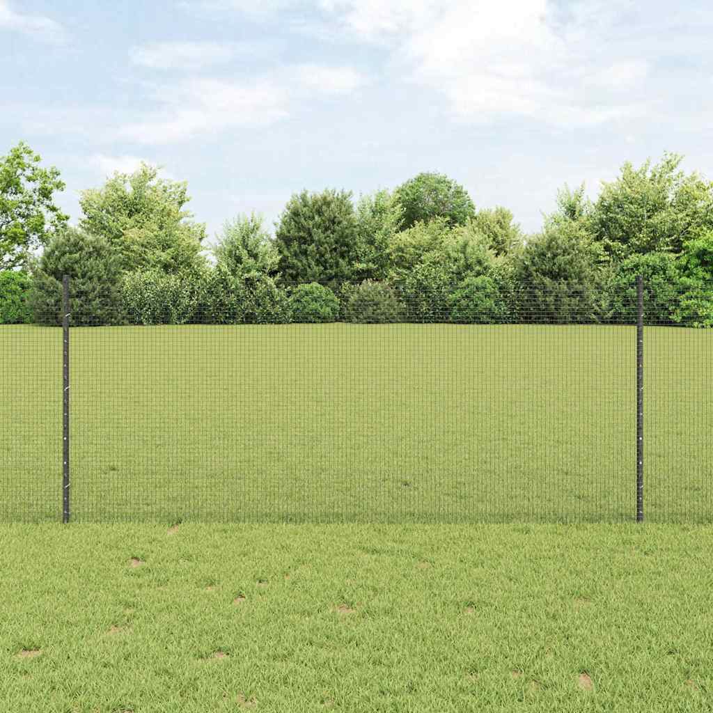 Welded Wire Fence with Posts 10 x 1 m Galvanised Steel Grey 10 x 0.4 m – 10 x 1.4 m 10 x 1 m fence (1.6 x 1.6 cm mesh)