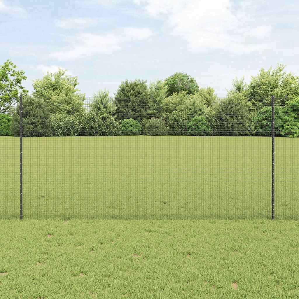 Welded Wire Fence with Posts 10 x 1 m Galvanised Steel Grey 10 x 0.4 m – 10 x 1.4 m 10 x 1.2 m fence (1.6 x 1.6 cm mesh)