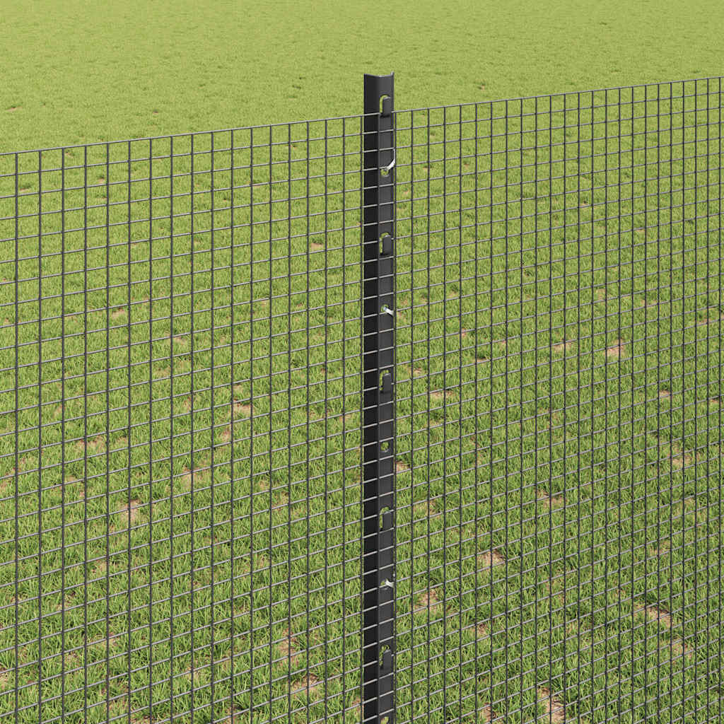 vidaXL Welded Wire Fence with Posts 50 x 1.4 m PVC-Coated Steel Grey 4