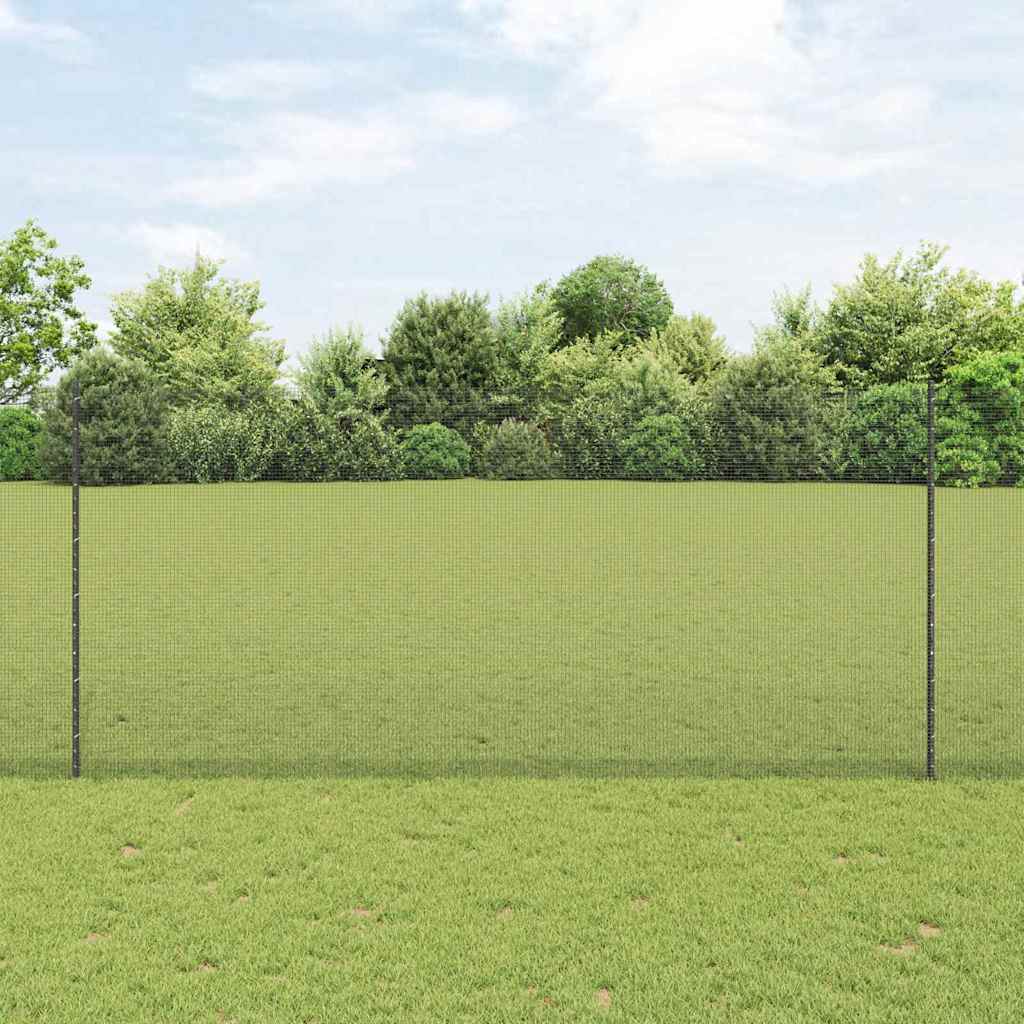 vidaXL Welded Wire Fence with Posts 50 x 1.4 m PVC-Coated Steel Grey 1