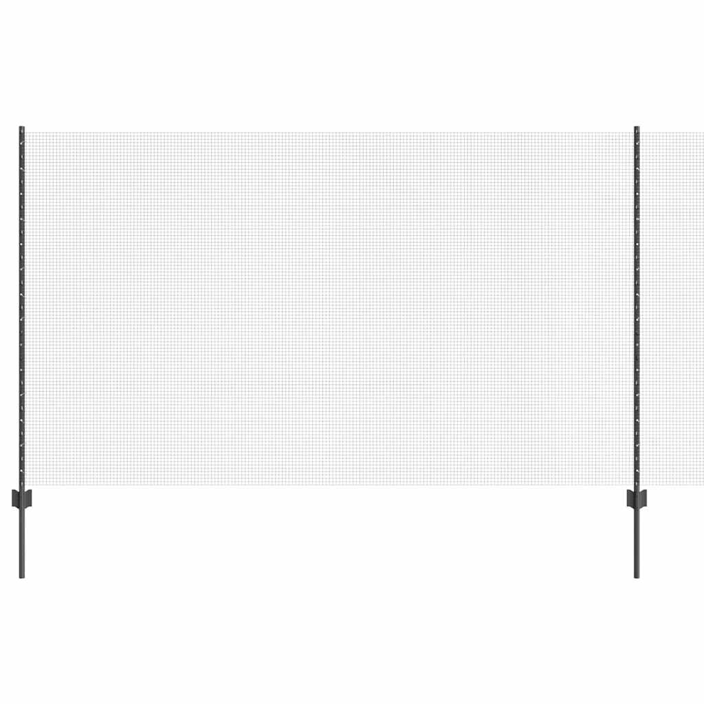 vidaXL Welded Wire Fence with Posts 50 x 1.4 m PVC-Coated Steel Grey 2