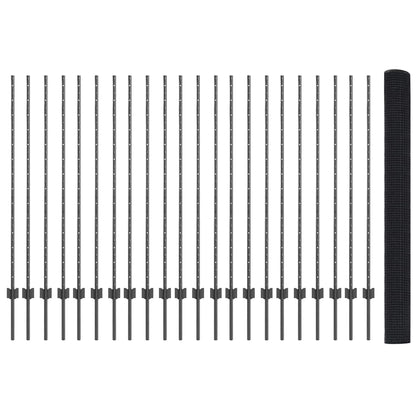 vidaXL Welded Wire Fence with Posts 50 x 1.4 m PVC-Coated Steel Grey 5