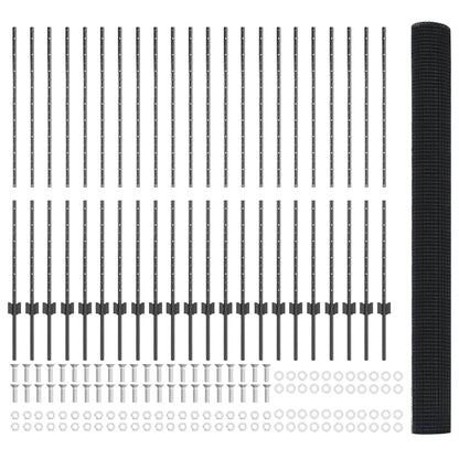 vidaXL Welded Wire Fence with Posts 50 x 1.4 m PVC-Coated Steel Grey 6