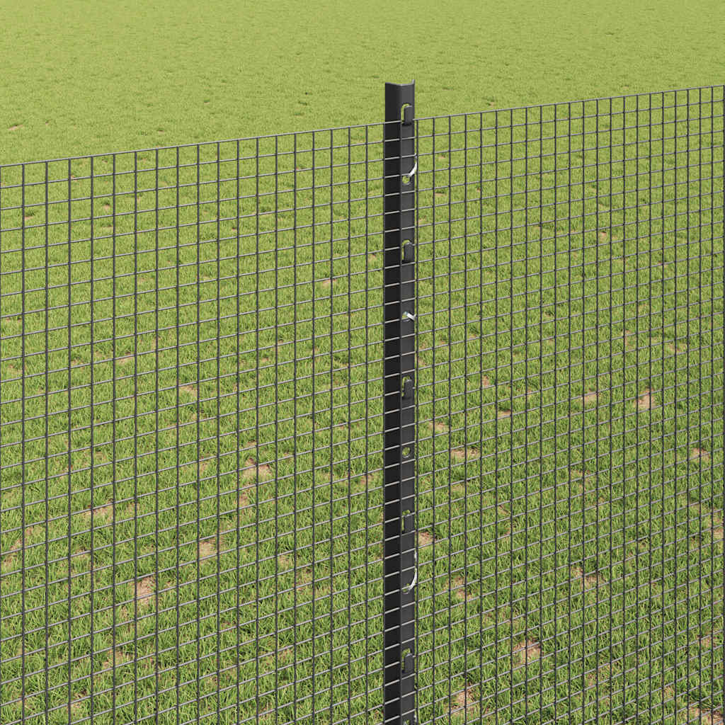 vidaXL Welded Wire Fence with Posts 50 x 1.5 m PVC-Coated Steel Grey 4