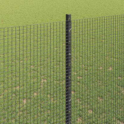 vidaXL Welded Wire Fence with Posts 50 x 1.5 m PVC-Coated Steel Grey 4