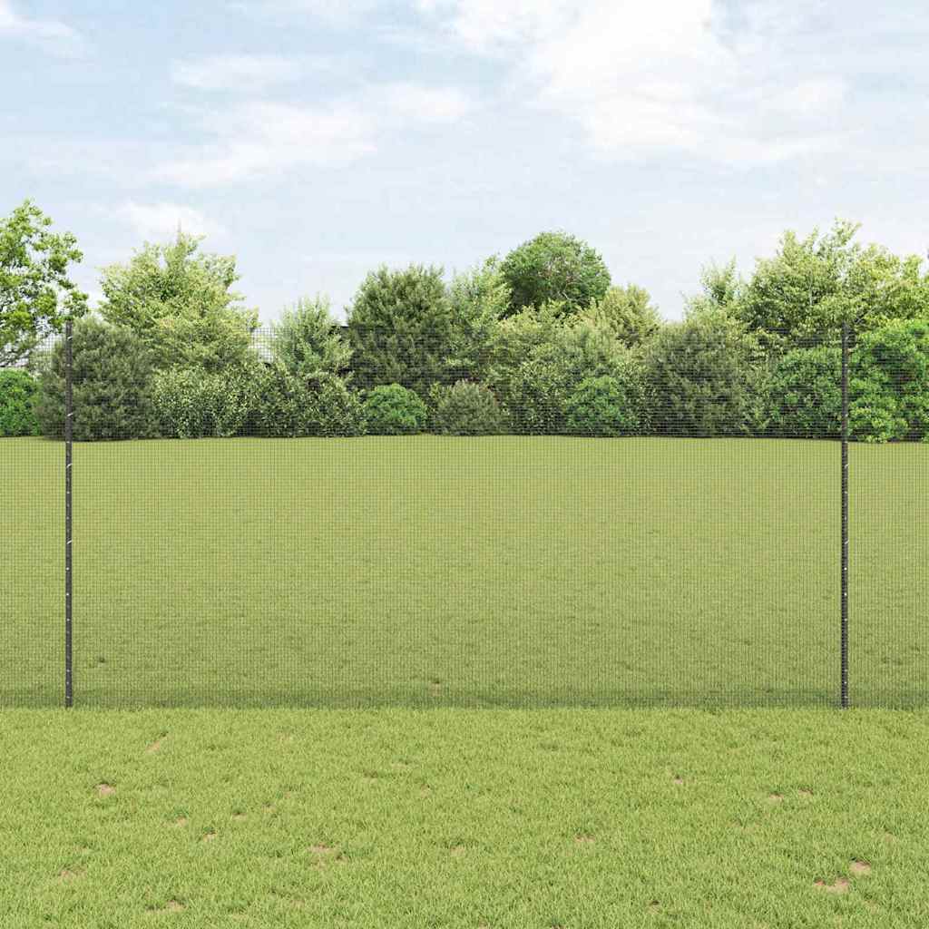 vidaXL Welded Wire Fence with Posts 50 x 1.5 m PVC-Coated Steel Grey 1