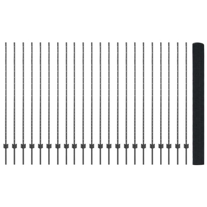 vidaXL Welded Wire Fence with Posts 50 x 1.5 m PVC-Coated Steel Grey 5