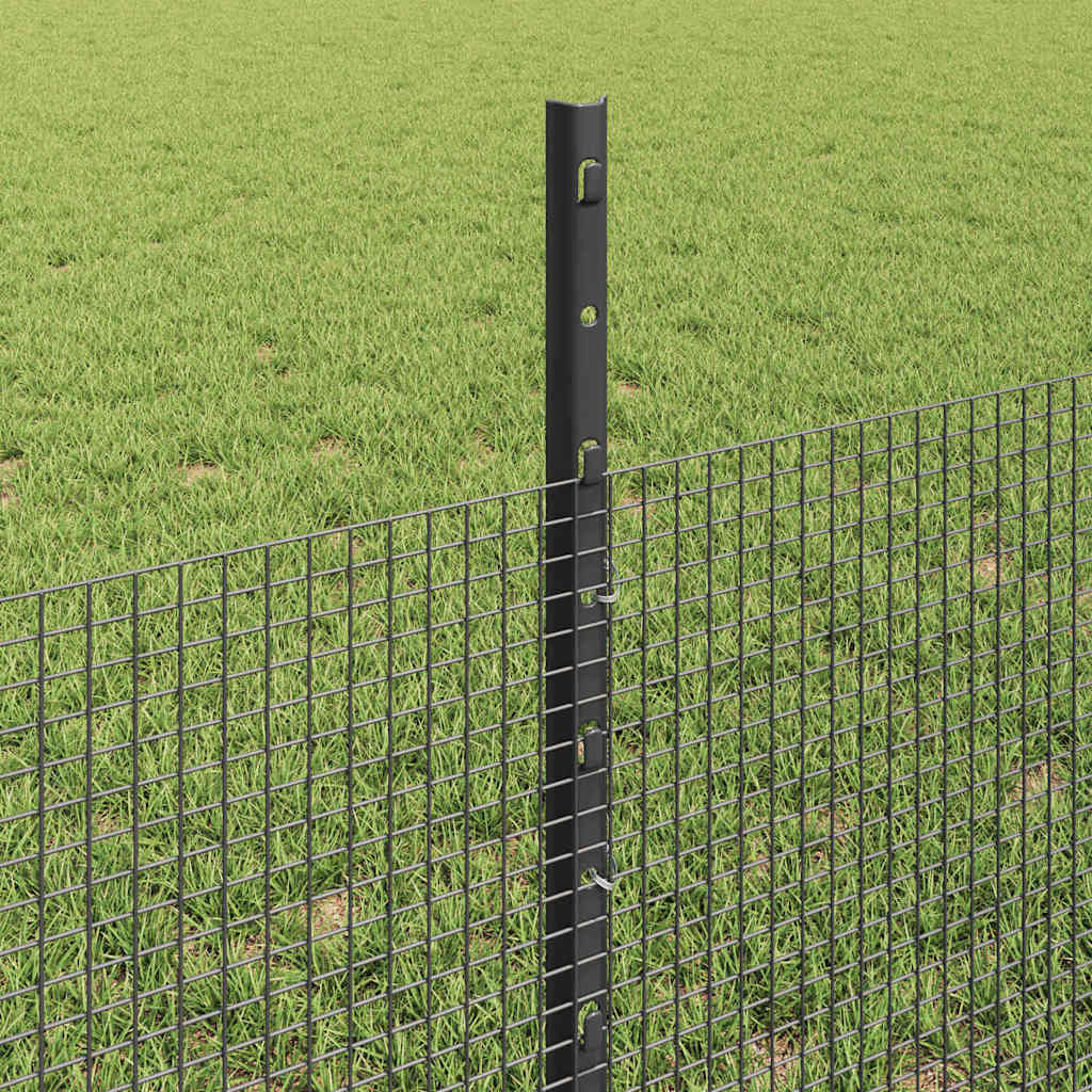 vidaXL Welded Wire Fence with Posts 100 x 0.5 m PVC-Coated Steel Grey 4