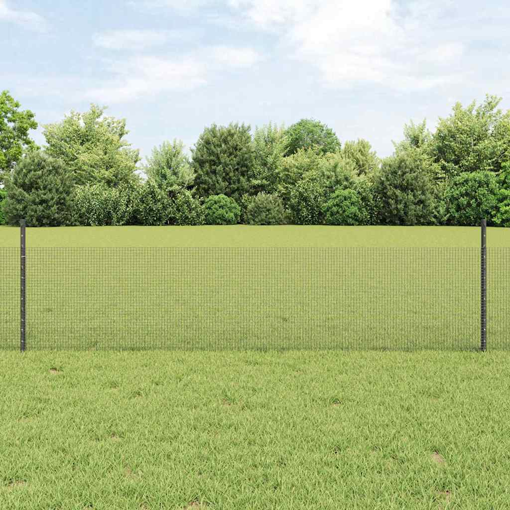 vidaXL Welded Wire Fence with Posts 100 x 0.5 m PVC-Coated Steel Grey 1