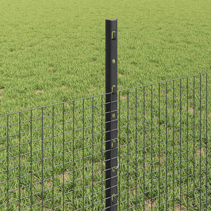 vidaXL Welded Wire Fence with Posts 100 x 0.5 m PVC-Coated Steel Grey 4