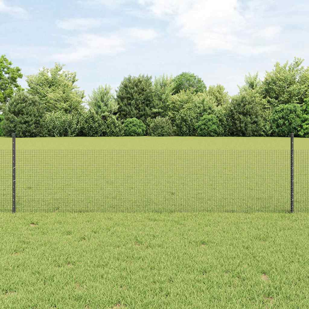 vidaXL Welded Wire Fence with Posts 100 x 0.5 m PVC-Coated Steel Grey 1