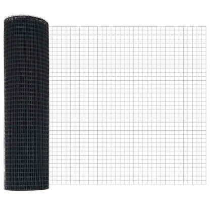 vidaXL Welded Wire Fence with Posts 100 x 0.5 m PVC-Coated Steel Grey 6