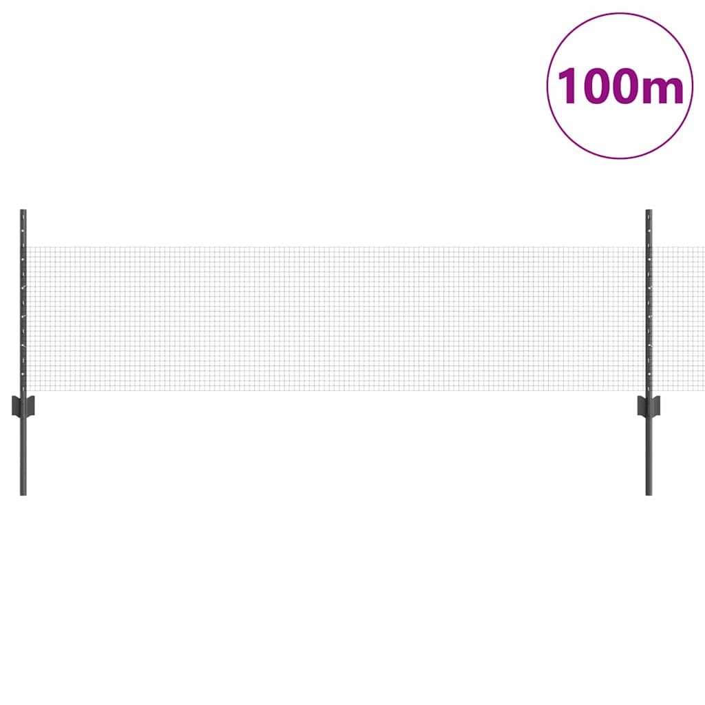 vidaXL Welded Wire Fence with Posts 100 x 0.5 m PVC-Coated Steel Grey 3