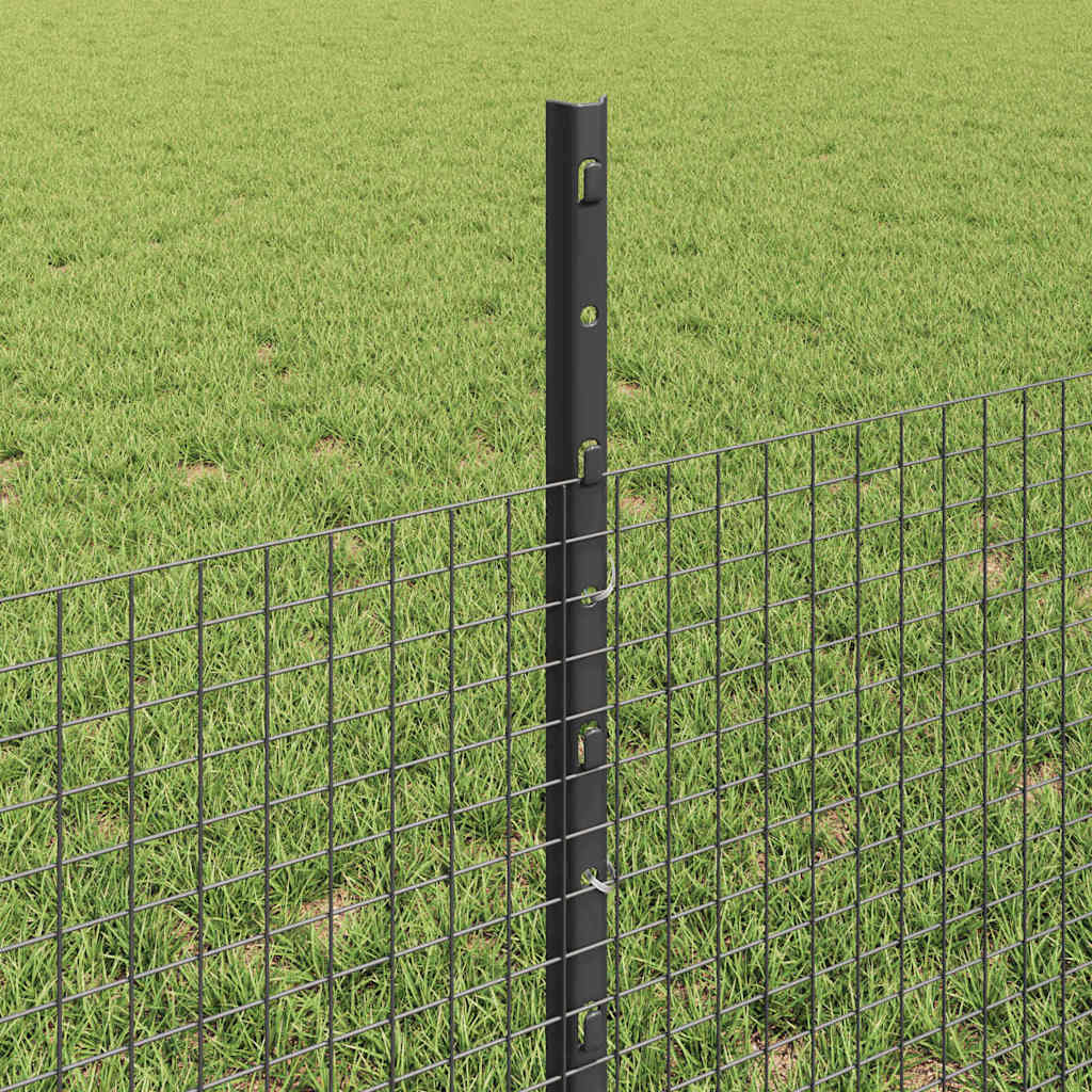 vidaXL Welded Wire Fence with Posts 100 x 0.5 m PVC-Coated Steel Grey 4