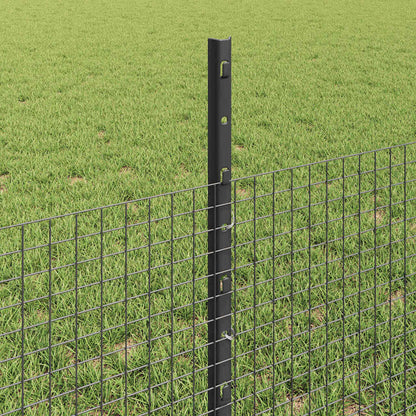 vidaXL Welded Wire Fence with Posts 100 x 0.5 m PVC-Coated Steel Grey 4